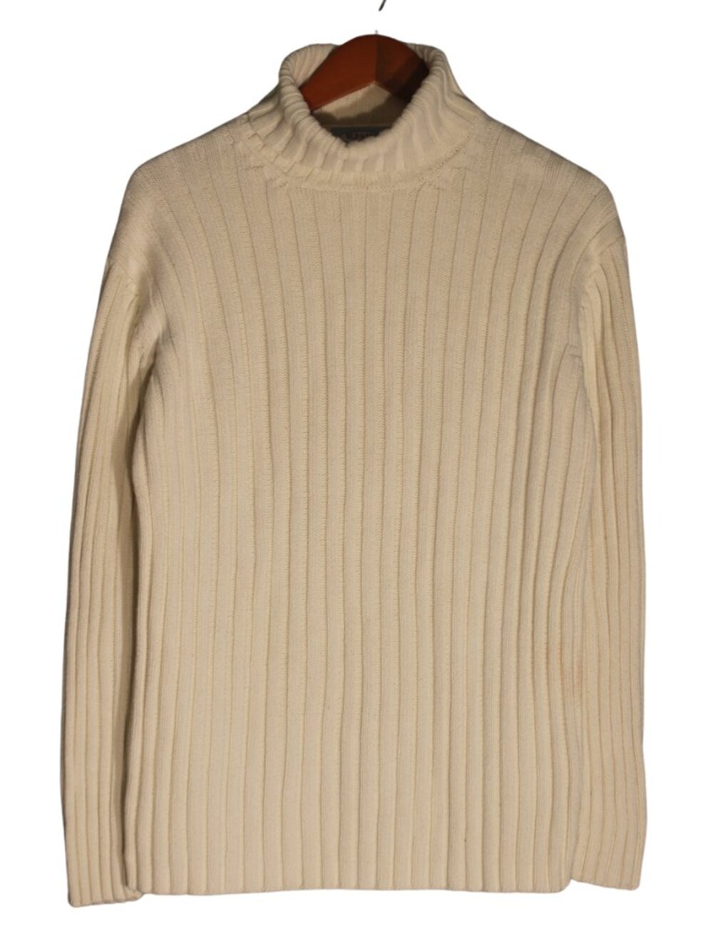 Old Navy Vintage 100% Cotton Ribbed Turtleneck Sweater Ivory Cream